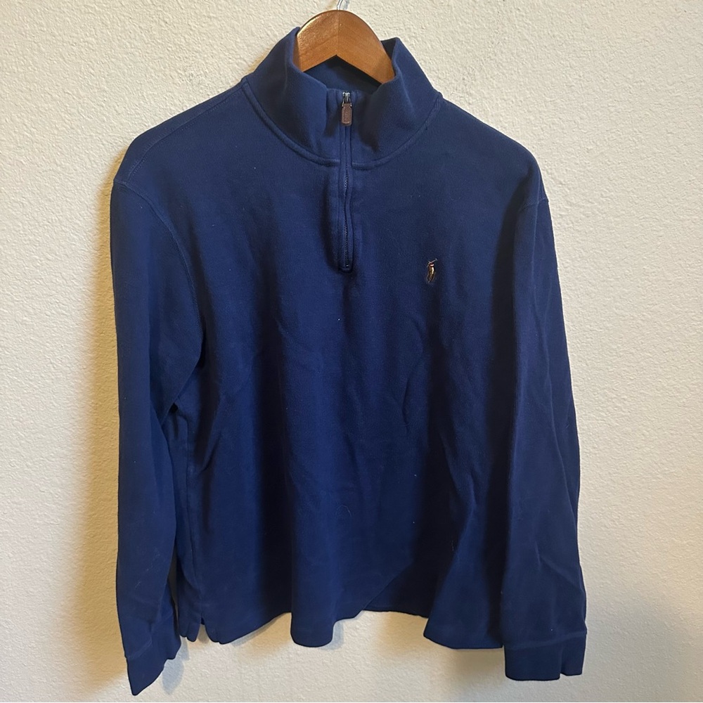 Polo Ralph Lauren Men’s Navy Blue Estate Rib Quarter Zip Pullover